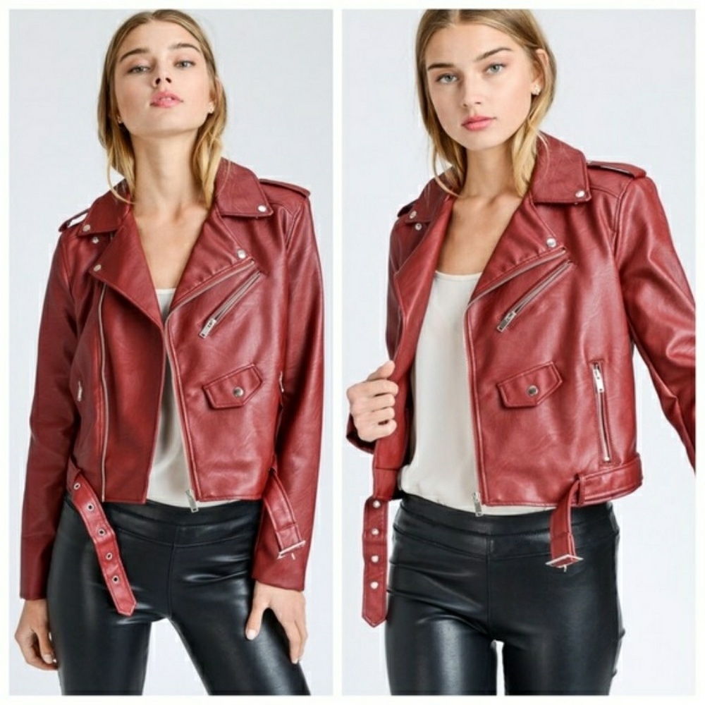 LAST ONE! Red Faux Leather Jacket - CUTE!